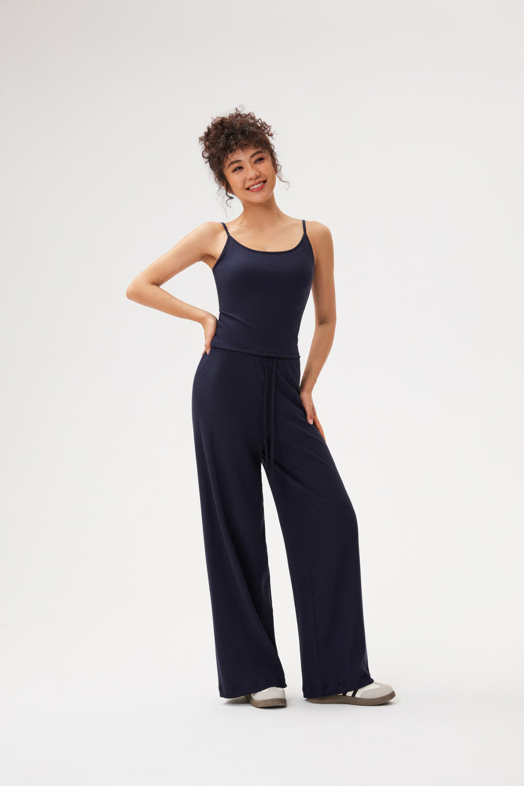 Pantalones deportivos anchos cintura elástica cordón Fieder - Negro