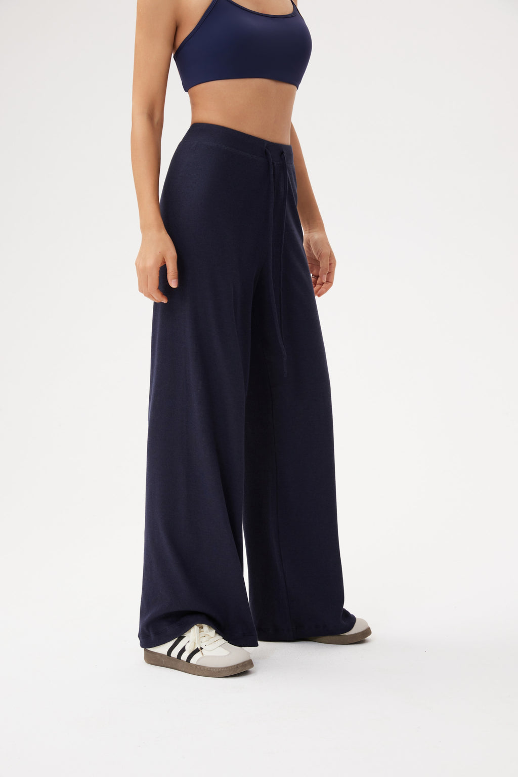 Pantalones deportivos anchos cintura elástica cordón Fieder - Negro vista trasera
