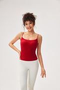 Top deportivo tirantes finos espalda butterfly algodón suave ligero transpirable entrenar comodidad Fieder - Rojo