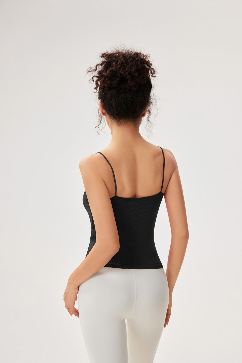 Top deportivo tirantes finos espalda butterfly algodón suave Fieder - Negro vista trasera