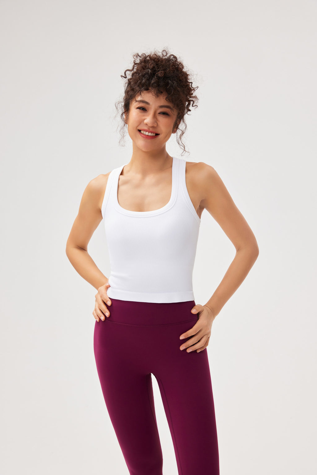 Top deportivo espalda nadadora libre textura rib Fieder - Púrpura