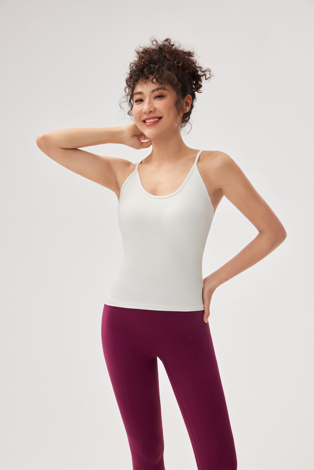 Top yoga ajustado largo tank seguro eco suave sostenible Fieder - Blanco