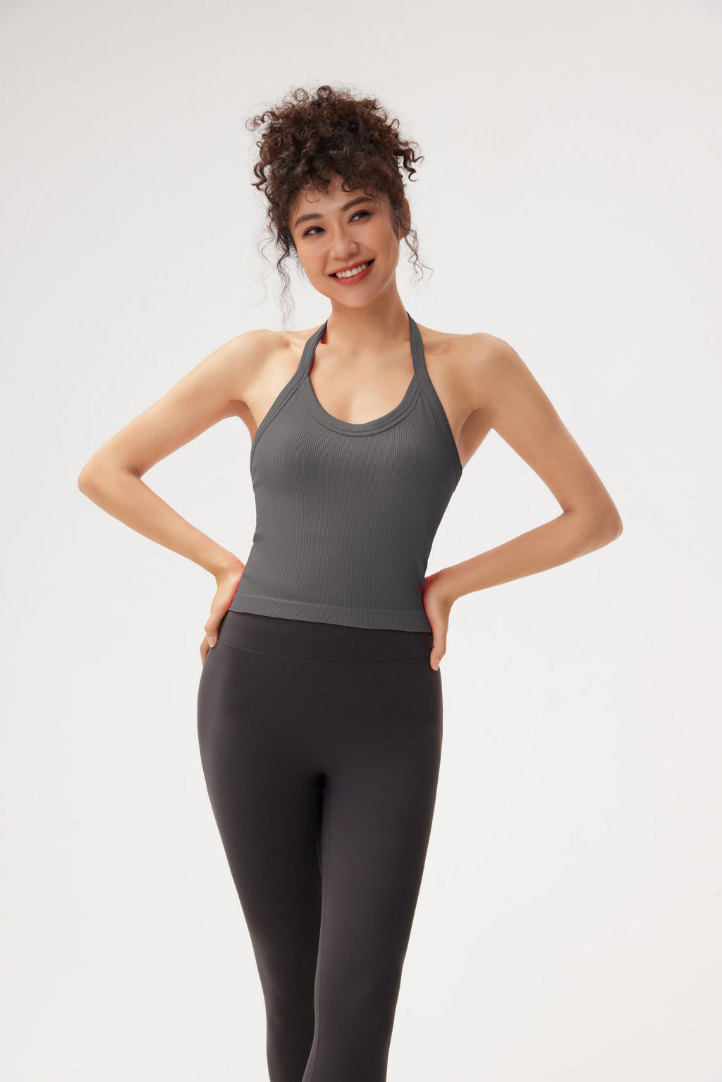Top deportivo canalé vertical estilizante alta recuperación Fieder - Negro
