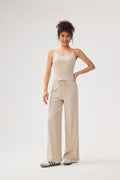 Pantalones deportivos anchos cintura elástica cordón Fieder - Beige