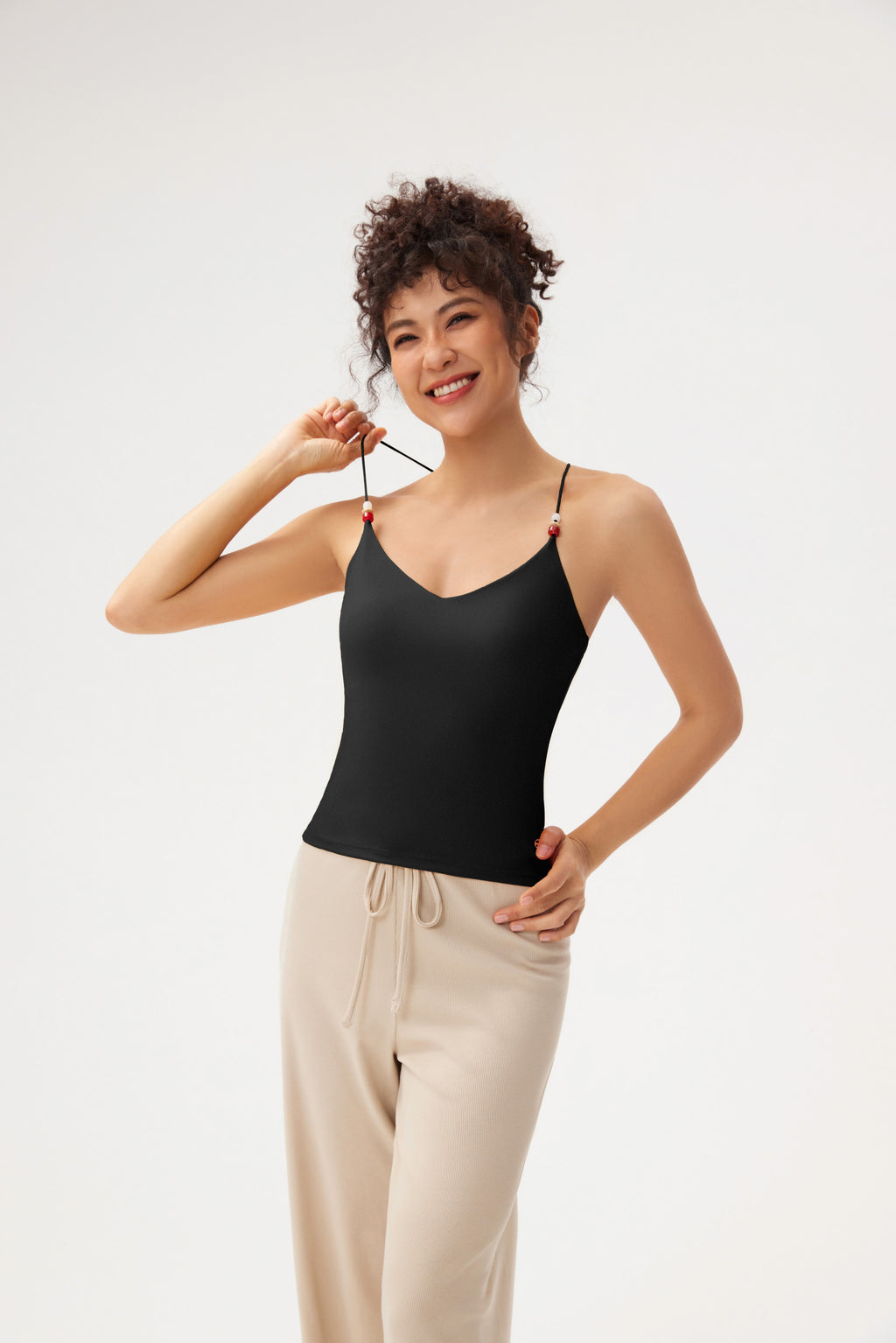 Top deportivo nube suave tacto copa fija anti-desplazamiento Fieder - Negro vista frontal