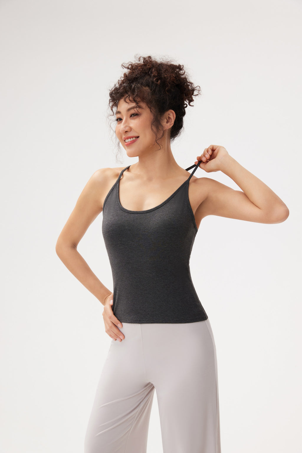 Top yoga ajustado largo tank seguro eco suave sostenible Fieder - Gris