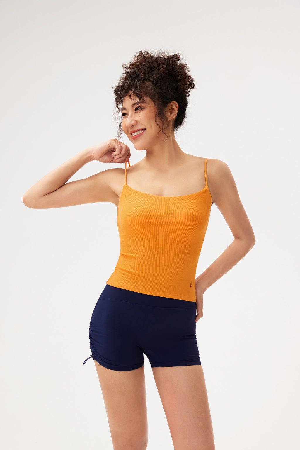 Top deportivo tirantes finos espalda butterfly algodón suave Fieder - Naranja vista frontal