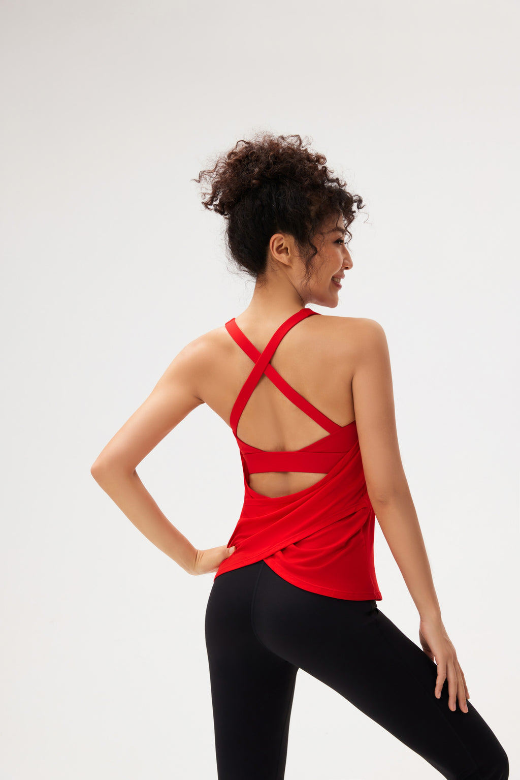 Top yoga escote U espalda descubierta cruzada Fieder - Blanco