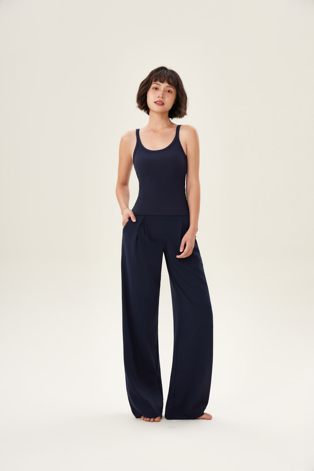 Top mujer tirantes elásticos canalé naranja outfit - Fieder