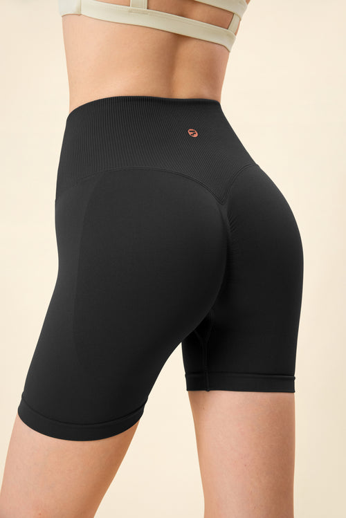 Shorts deportivos mujer sin costuras negro - Fieder