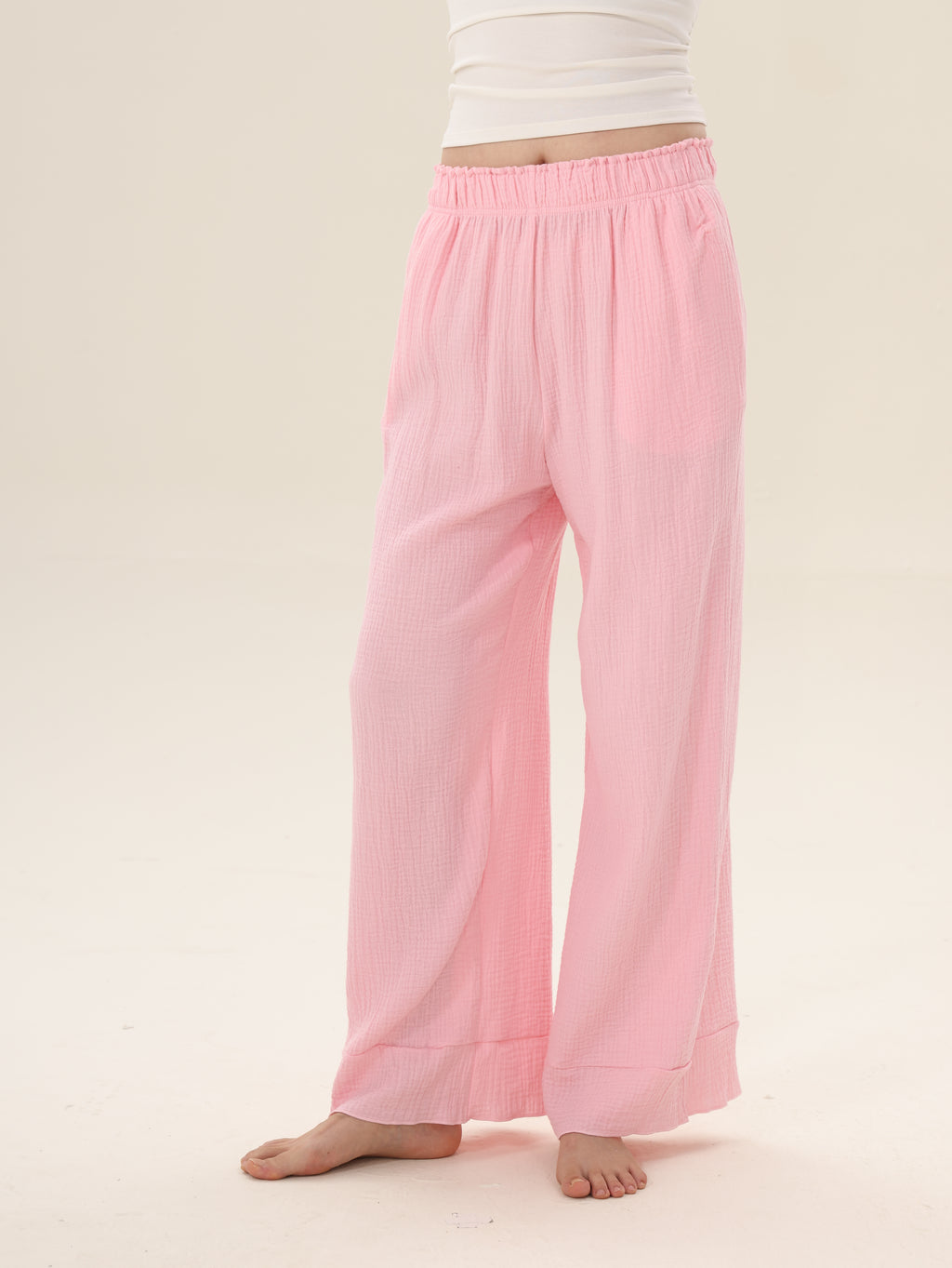 Pantalón deportivo mujer cintura alta wide leg rosa - Fieder