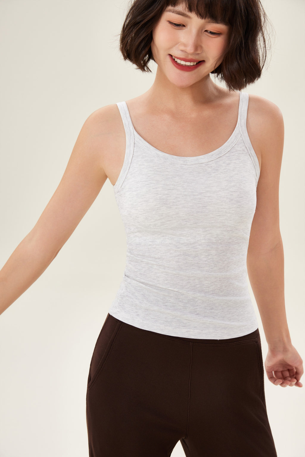 Top mujer tirantes elásticos canalé negro lateral - Fieder