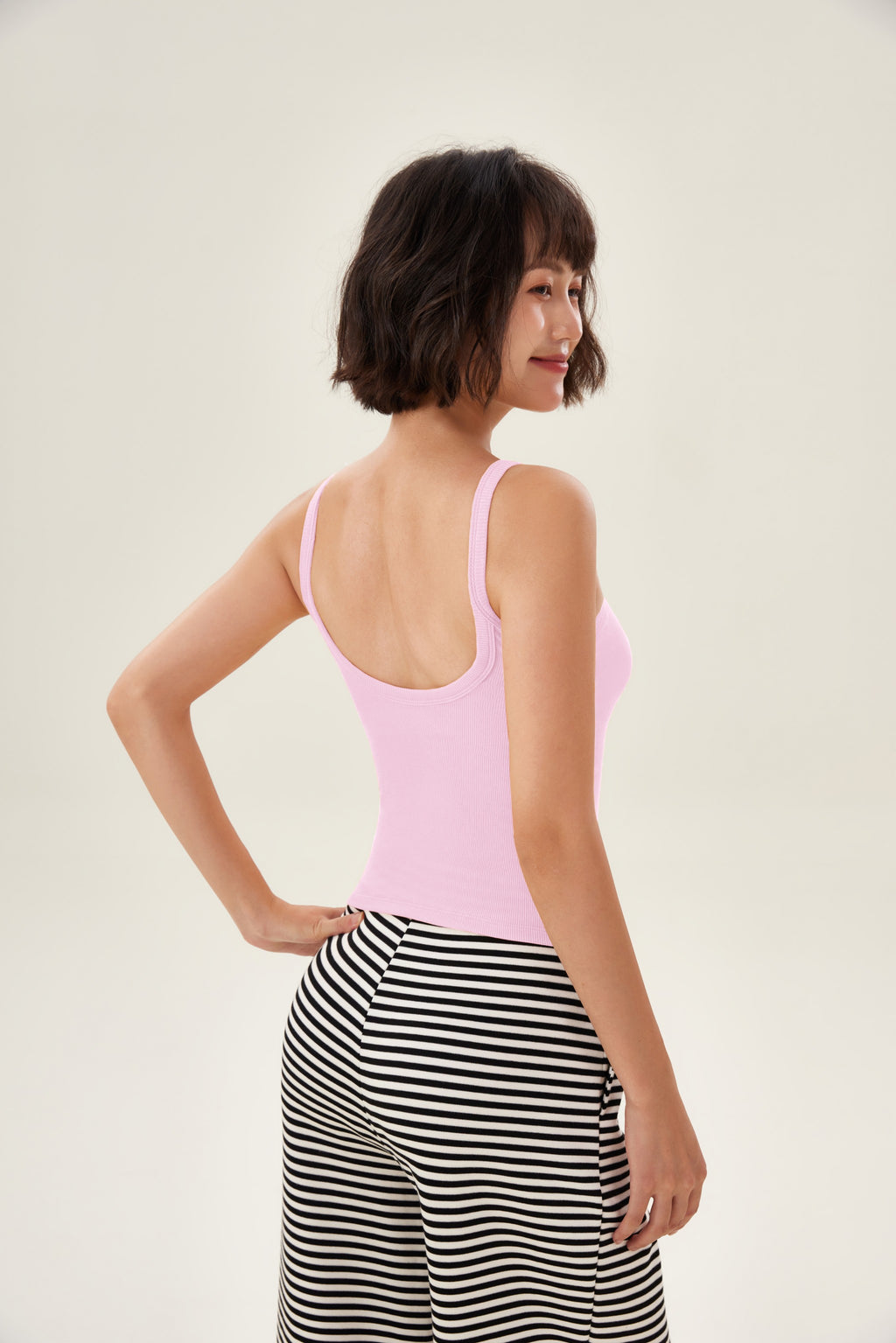 Top mujer tirantes elásticos canalé naranja plano - Fieder