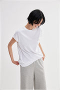 Camiseta corte recto relajado algodón caída suave resistente sin deformarse cómoda Fieder - Blanco