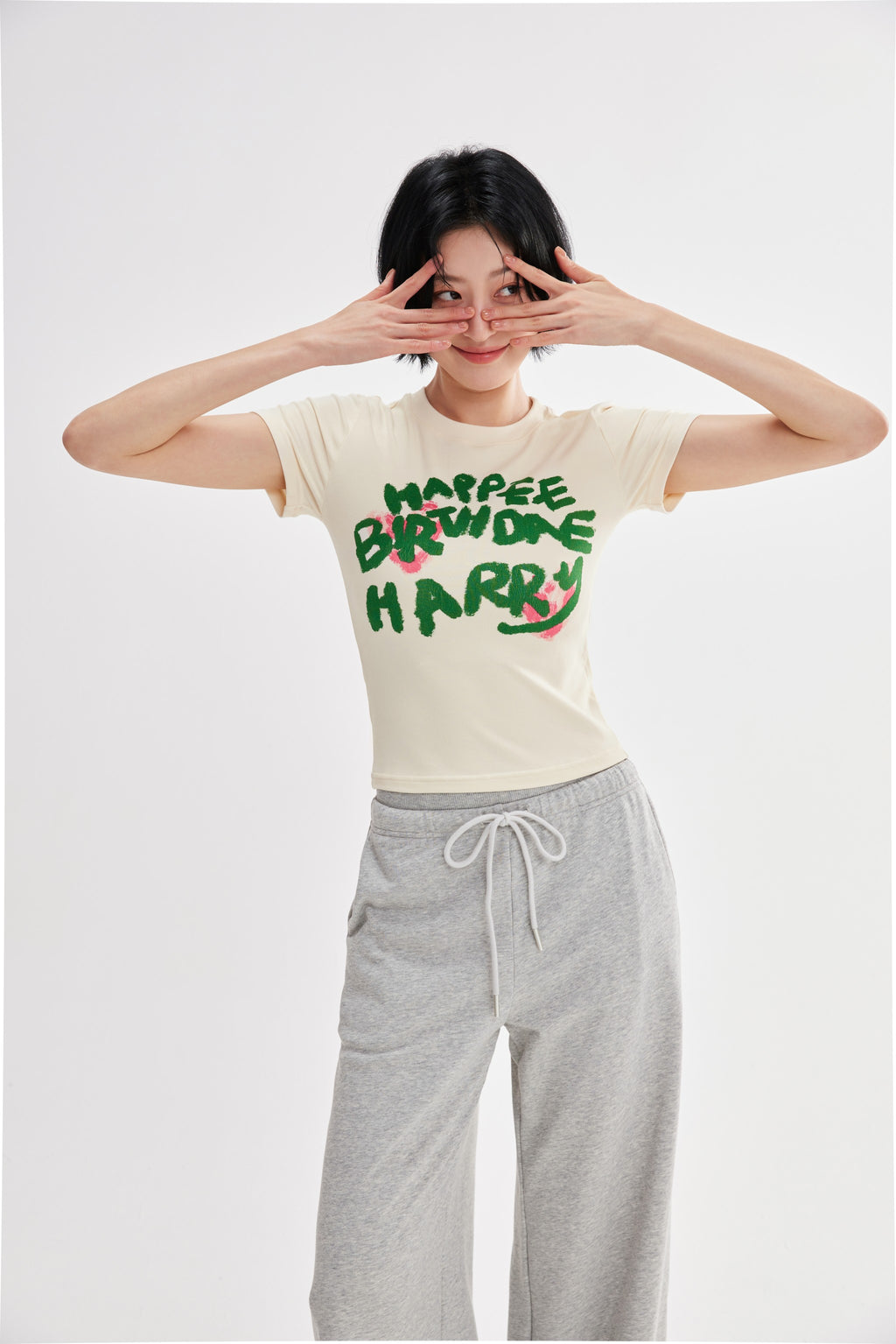 Camiseta cropped estampada corte ajustado Fieder - Blanco movimiento