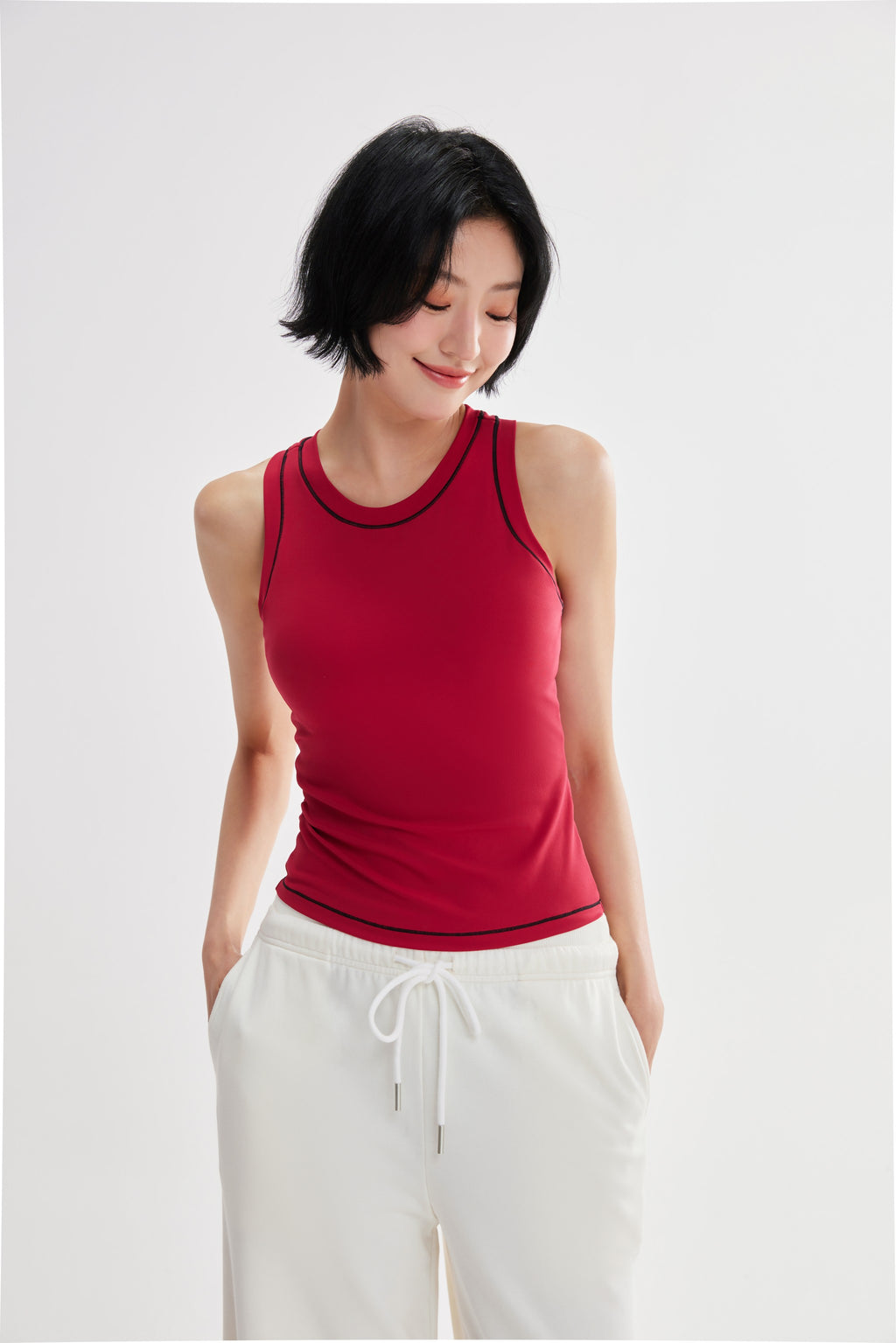 Vestido deportivo sin mangas copas transpirables Fieder - Rojo vista trasera