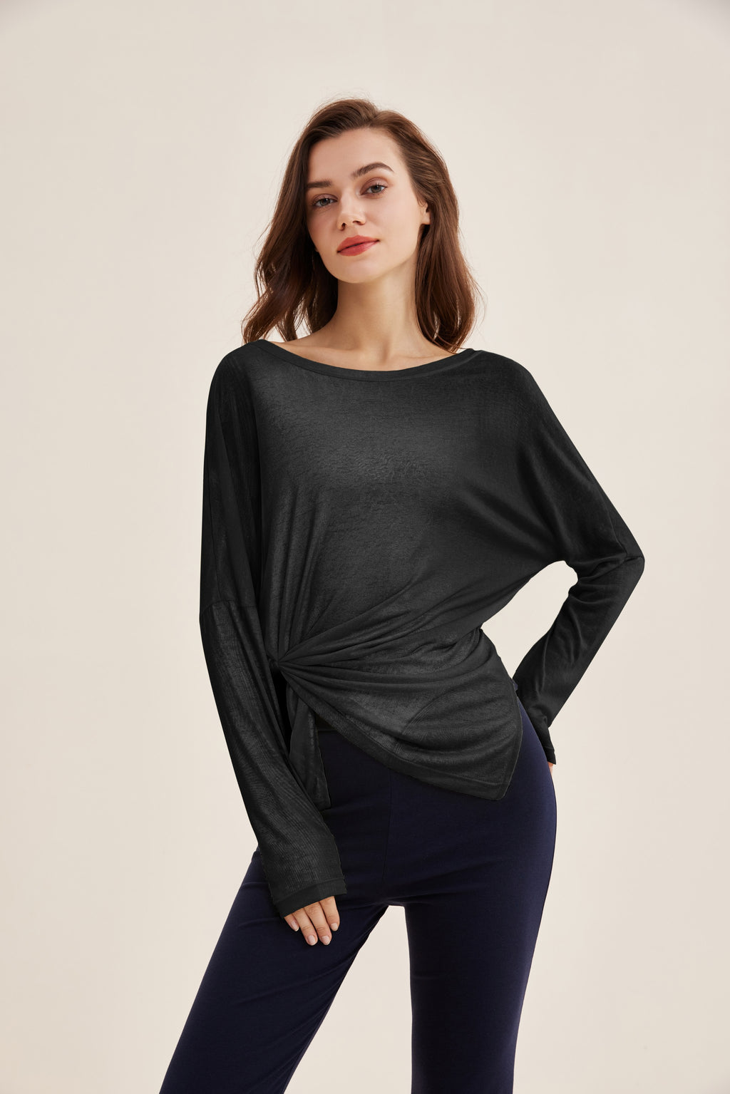 Camiseta deportiva mujer manga larga oversize verde - Fieder