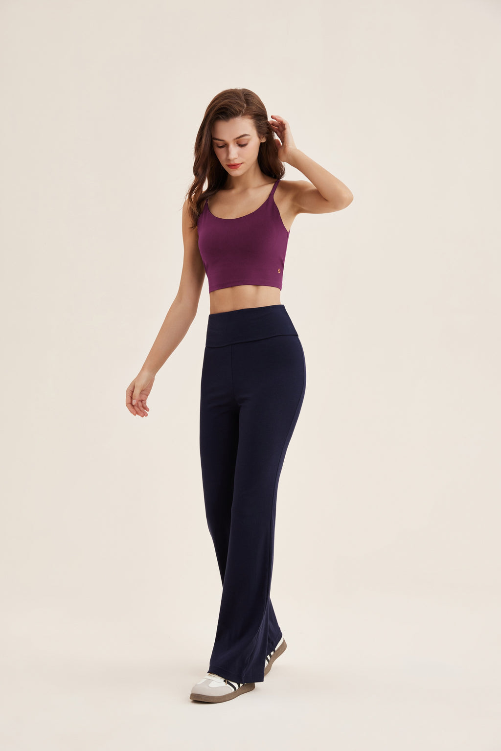Top deportivo mujer cuello U marrón - Fieder