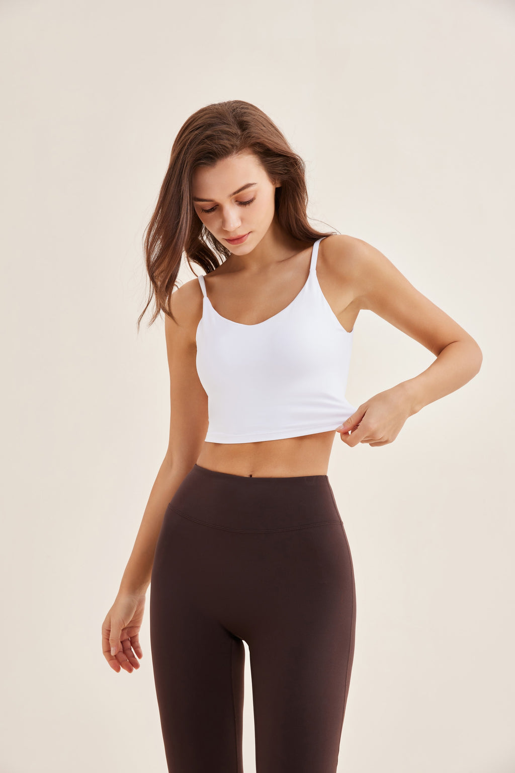 Top deportivo mujer cuello U blanco - Fieder