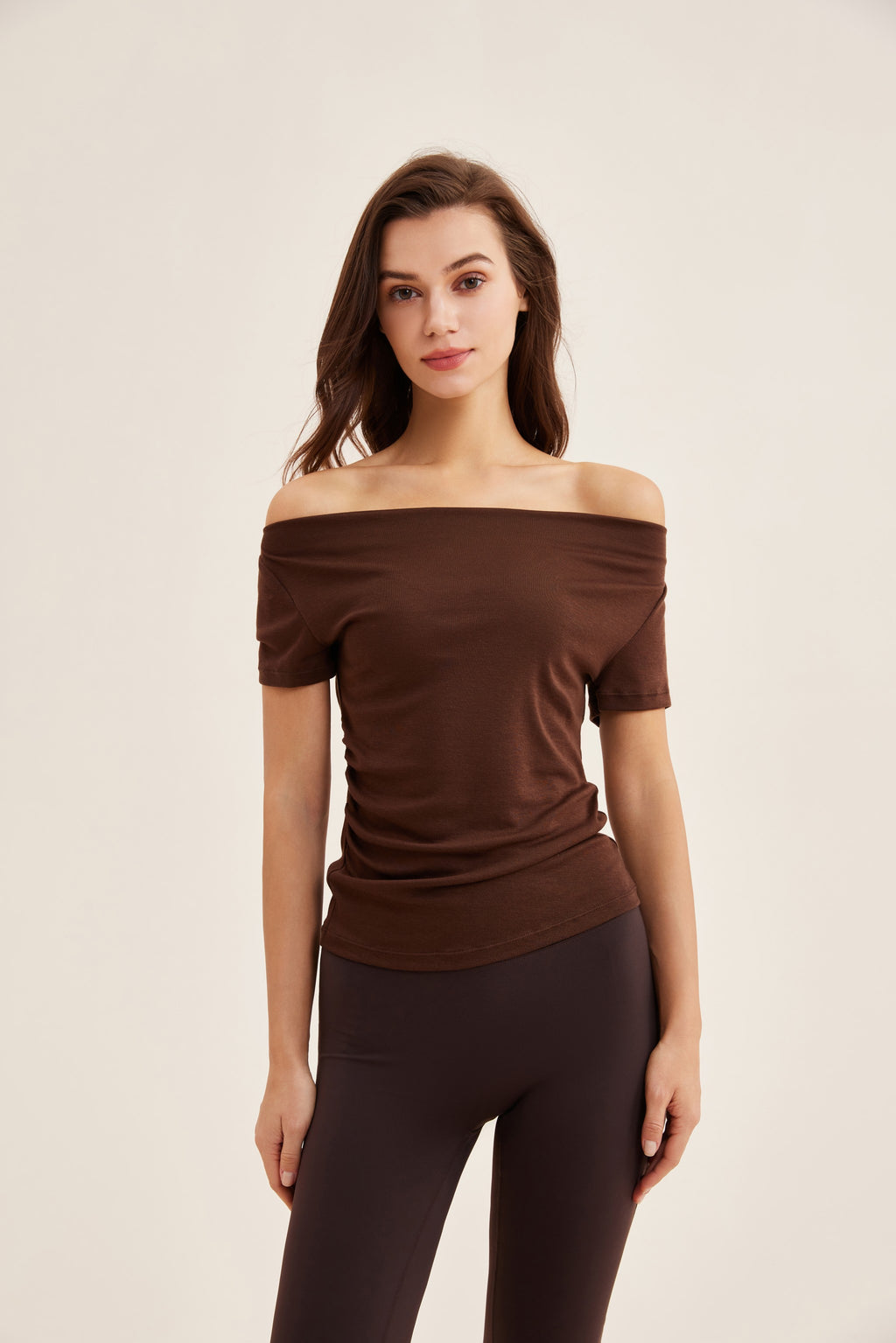 Camiseta mujer cuello barco entallada blanca espalda - Fieder