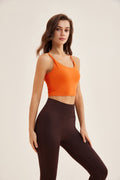 Top deportivo mujer cuello U naranja - Fieder