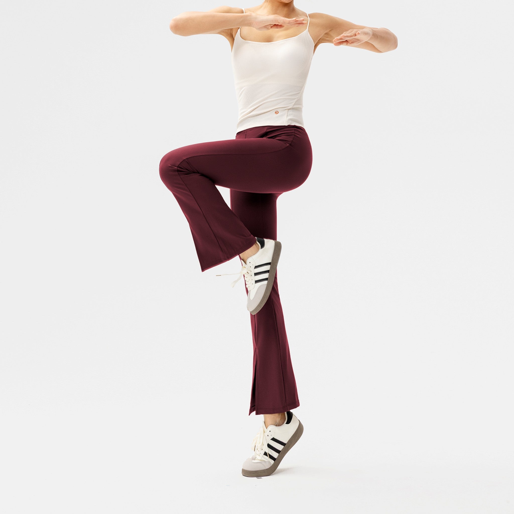 Pantalones deportivos campana corte high waist Fieder - Rojo