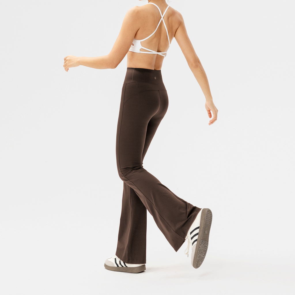 Pantalones deportivos campana corte high waist Fieder - Marrón claro