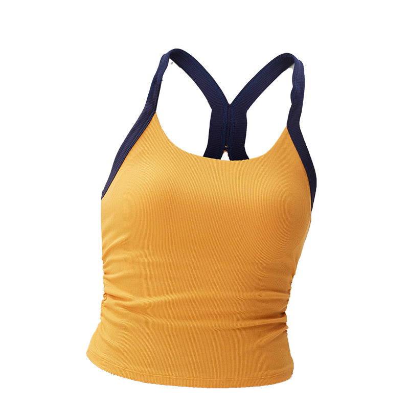 Top deportivo cintura drapeada TENCEL ecológico suave stretch perfecto estiliza figura Fieder - Plateado