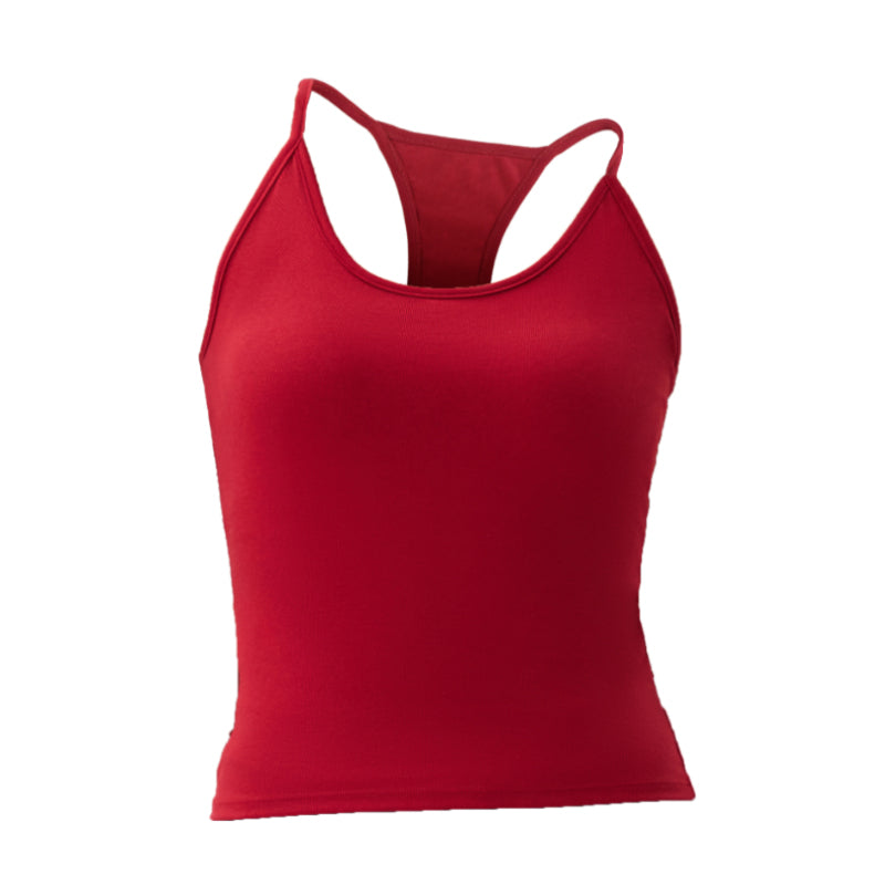Top yoga ajustado largo tank seguro eco suave sostenible Fieder - Rojo detalle