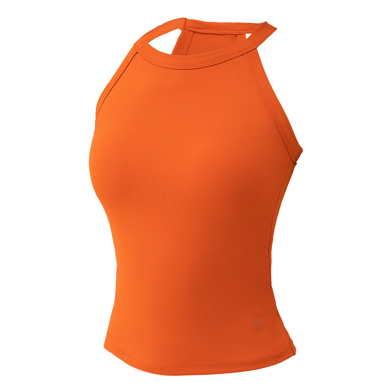 Top deportivo mujer tirantes anchos naranja plano - Fieder	