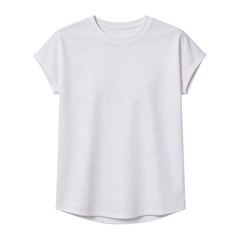 Camiseta corte recto relajado algodón caída suave Fieder - Blanco detalle