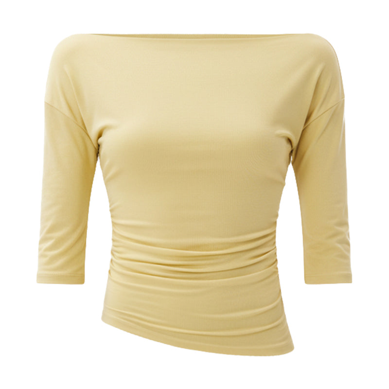 Camiseta mujer hombro descubierto drapeada detalle tela - Fieder