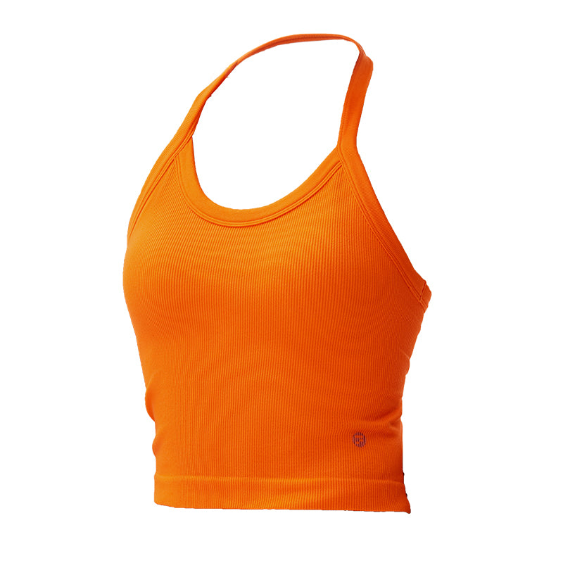 Top deportivo canalé vertical estilizante alta recuperación Fieder - Naranja detalle