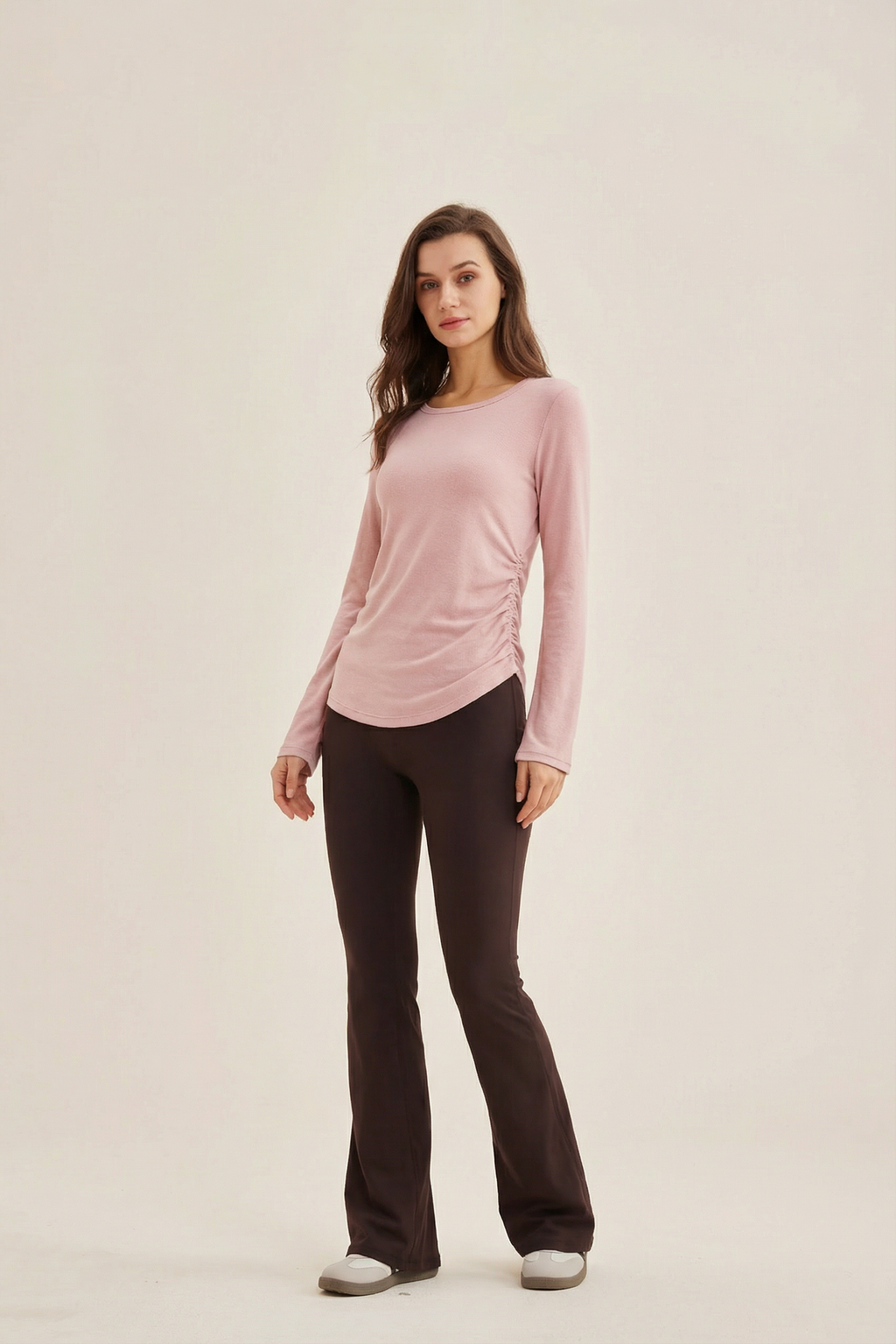 Camiseta mujer manga larga cintura ajustable rosa - Fieder